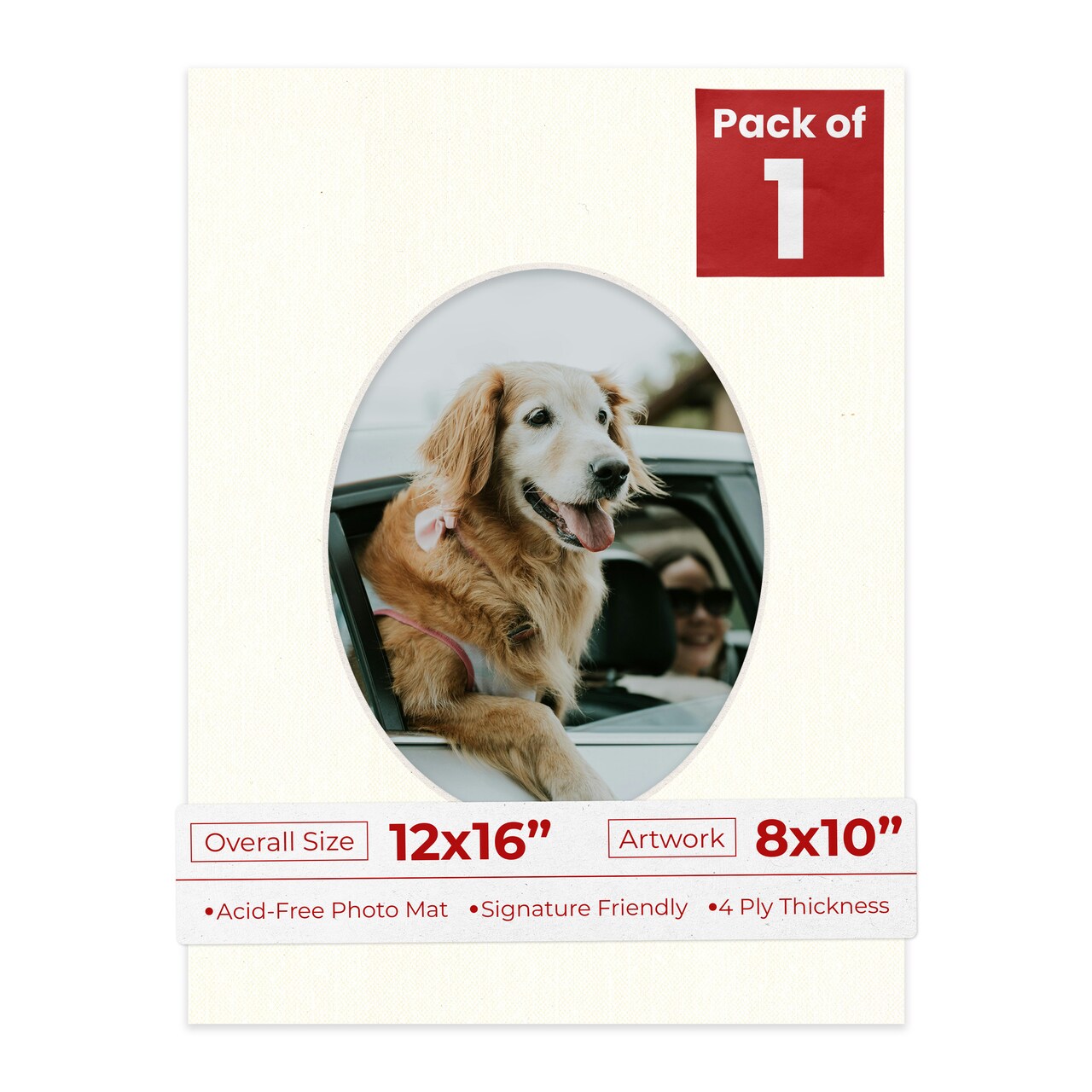Beige Canvas Mat Board for 12x16 Frames - Oval Opening for 8x10 Photos